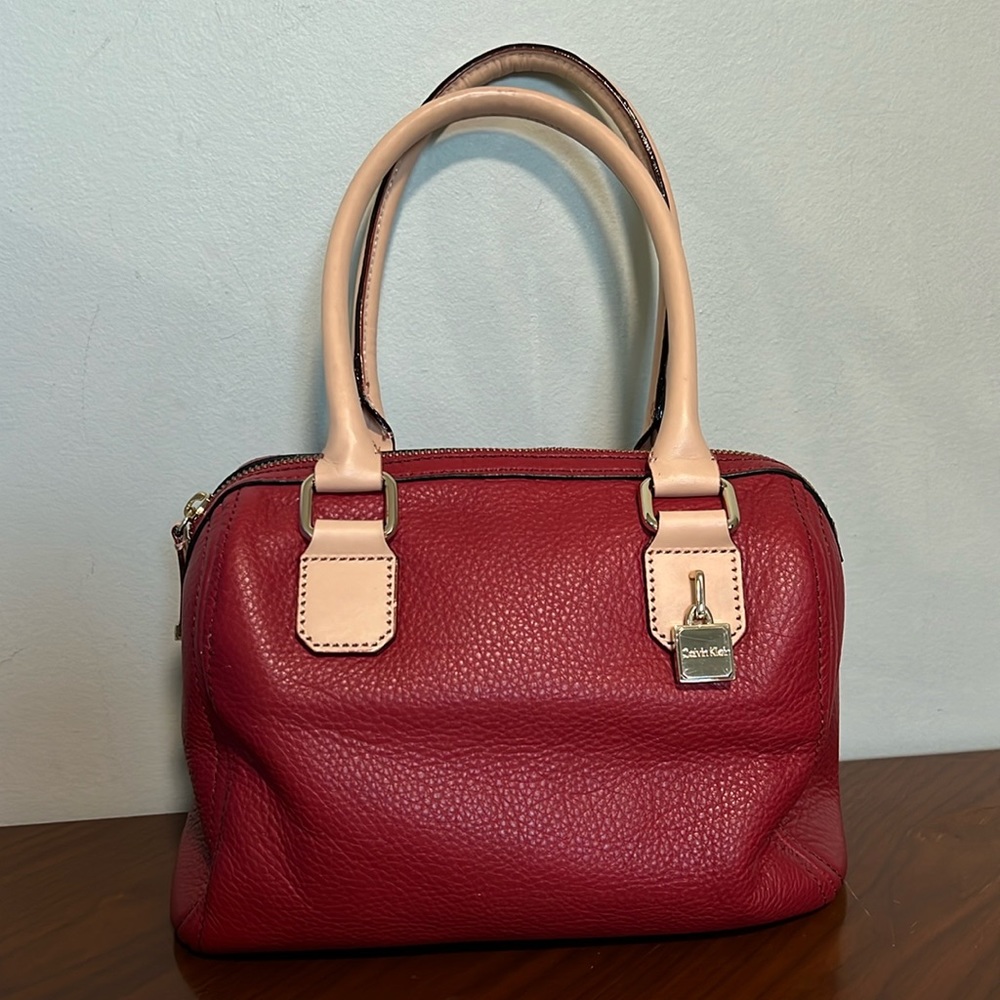 Vintage Calvin Klein Red Leather Hand Bag Purse